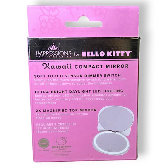 Impressions Hello Kitty Kawaii Compact Mirror w/ Touch Sensor, 2X Magnifying Top - Picture 3 of 9